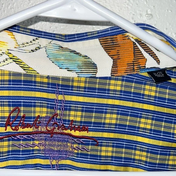 Robert Graham 100% Cotton Plaid Long Sleeve Button Down Shirt Size Extra Large - Picture 13 of 14